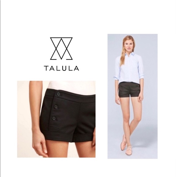 NWT TALULA Black Cotton Sateen Sailor Shorts